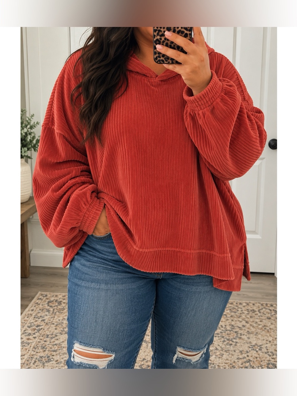 AERIE Burnt Orange Hooded Sweatshirt XXL